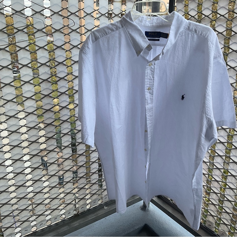 Polo Ralph Lauren White Seersucker Short Sleeve Shirt